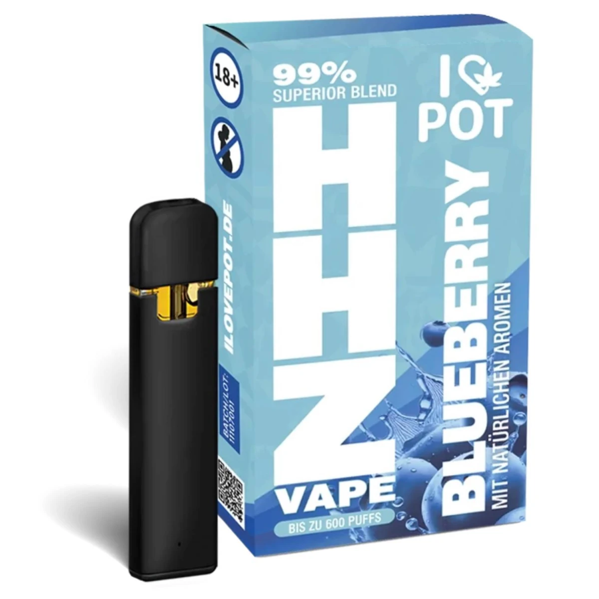 Bild von I LOVE POT 99% HHZ Blueberry Superior Blend Einweg Vape