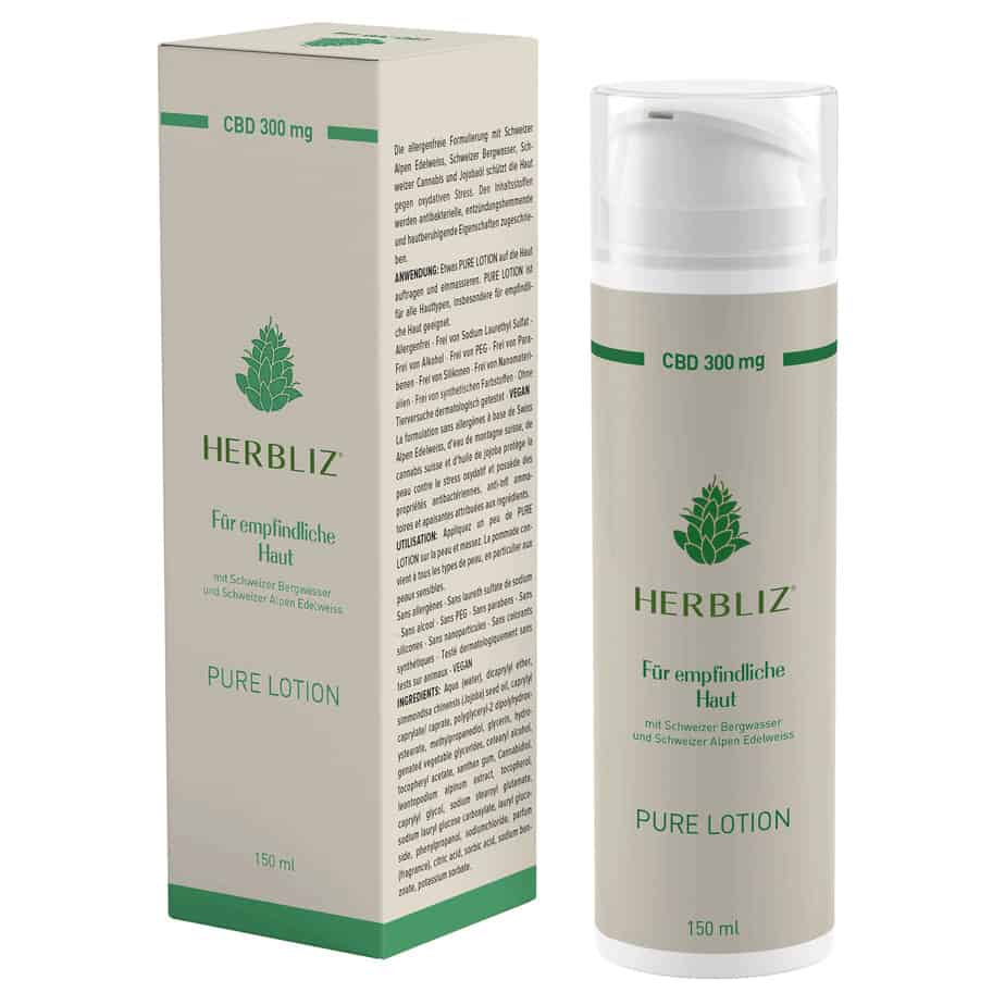 Bild von Herbliz - Pure CBD Lotion - CBD Creme mit 0,2% (300mg) CBD - 150ml