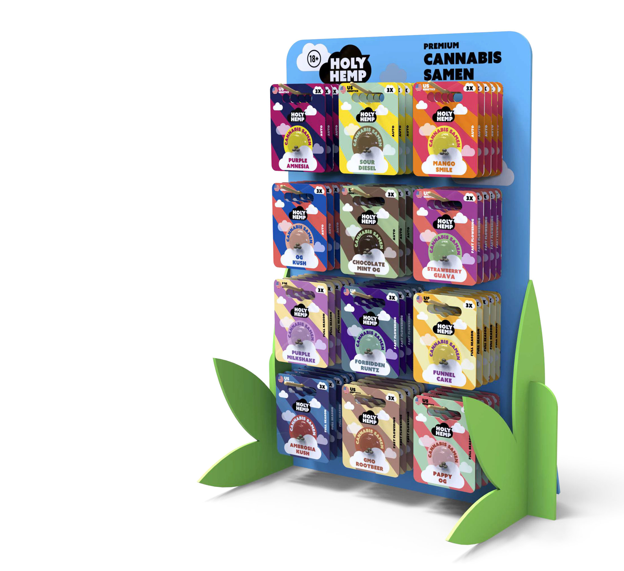 Bild von THC Cannabis Seed Display 12 Sorten à 5 Stück